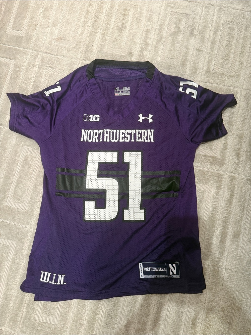 Under Armour Northwestern Purple and White #51 Women's Football Jersey